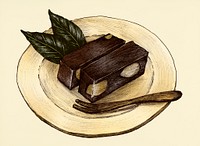 Hand drawn mizu yokan Japanese traditaional dessert