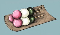 Hand drawn dango Japanese dumpling