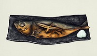Hand drawn grilled mackerel fish