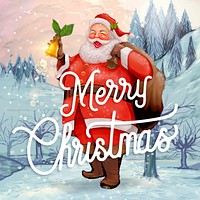 Hand drawn Santa Claus Merry Christmas greeting card