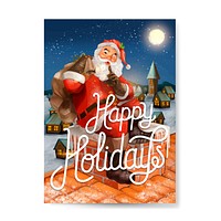 Hand drawn Santa Claus happy holidays greeting card