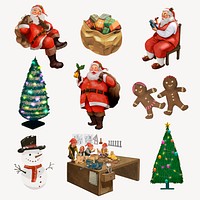 Christmas sticker vector set