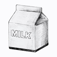 Hand drawn small carton of milk vector