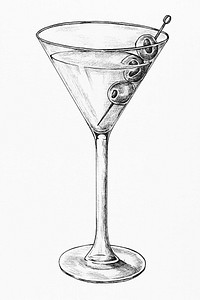 Hand drawn glass of martini cocktail