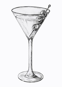 Hand drawn glass of martini cocktail vector