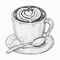 Hand drawn latte art drink vector