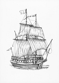 Hand drawn sailing boat
