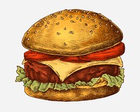Hand drawn cheese burger illustration