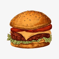 Hand drawn cheese burger vector