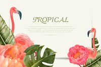 Tropical poster with flamingos illustration