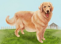 Happy golden haired dog illustration