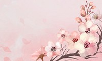 Hand drawn cherry blossoms on a pink background