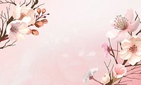 Hand drawn cherry blossoms on a pink background illustration
