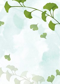 Green ginko leaf framed background