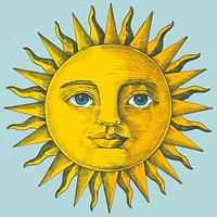 Hand drawn sun with a face