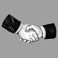 Hand drawn shaking hands together