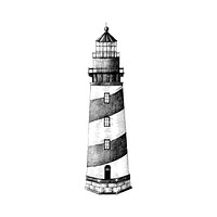 Hand drawn lighthouse isolated on white background