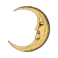 Hand drawn sketch of a crescent moon