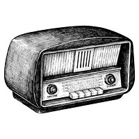 Hand drawn retro wooden radio