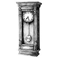 Hand drawn longcase clock retro style