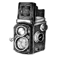 Hand drawn retro camera isolated on background