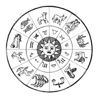 Astrology chart vintage style illustration