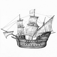 Hand drawn sailboat isolated on background