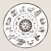 Hand drawn horoscope map isolated on background