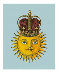 Vintage sun emperor wall art print and poster.