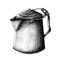 Water kettle vintage style illustration