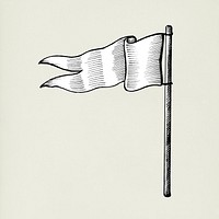 Hand drawn white flag isolated on background