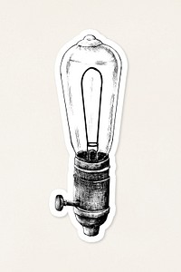 Hand drawn retro light bulb sticker