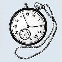 Hand drawn pocket watch isolated on background