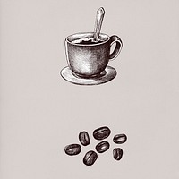 Hand drawn coffee drinks vintage drawing style