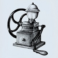 Hand drawn retro coffee grinder isolated on background