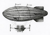Hand drawn airship retro style