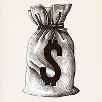 Hand drawn money sack isolated on background