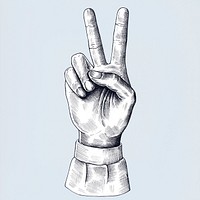 Sketched hand showing victory sign