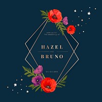 Floral wedding invitation design vector