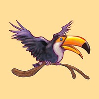Illustration of a colorful hornbill bird