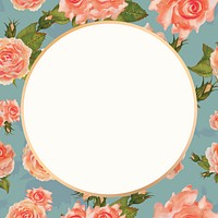 Gold round garden rose flower frame design resource