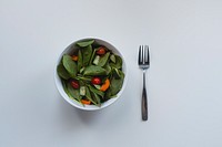 Free green salad in bowl top view photo, public domain food CC0 image.