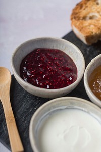 Free  close up red currant marmalade for breakfast image, public domain food CC0 photo.