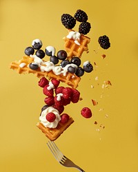 Free fruit waffle public domain breakfast CC0 photo.