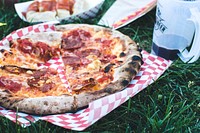 Pizza Salami on a grass