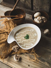 Free creamy mushroom soup image, public domain food CC0 photo.