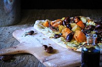 Free pumpkin tarte flambee image, public domain food CC0 photo.