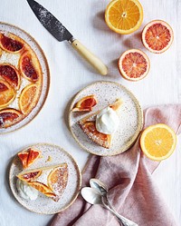 Blood orange upside-down cake, free public domain CC0 photo.