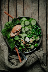 Free large salad bowl image, public domain food CC0 photo.