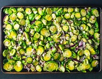 Free brussels sprouts and onions image, public domain food CC0 photo.